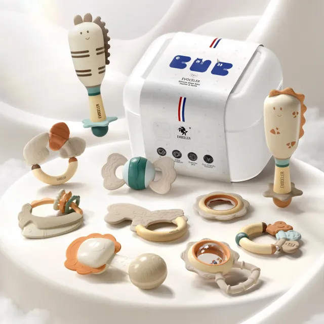 Evoceler Stufen Handrassel Babyrassel Set griffbereit