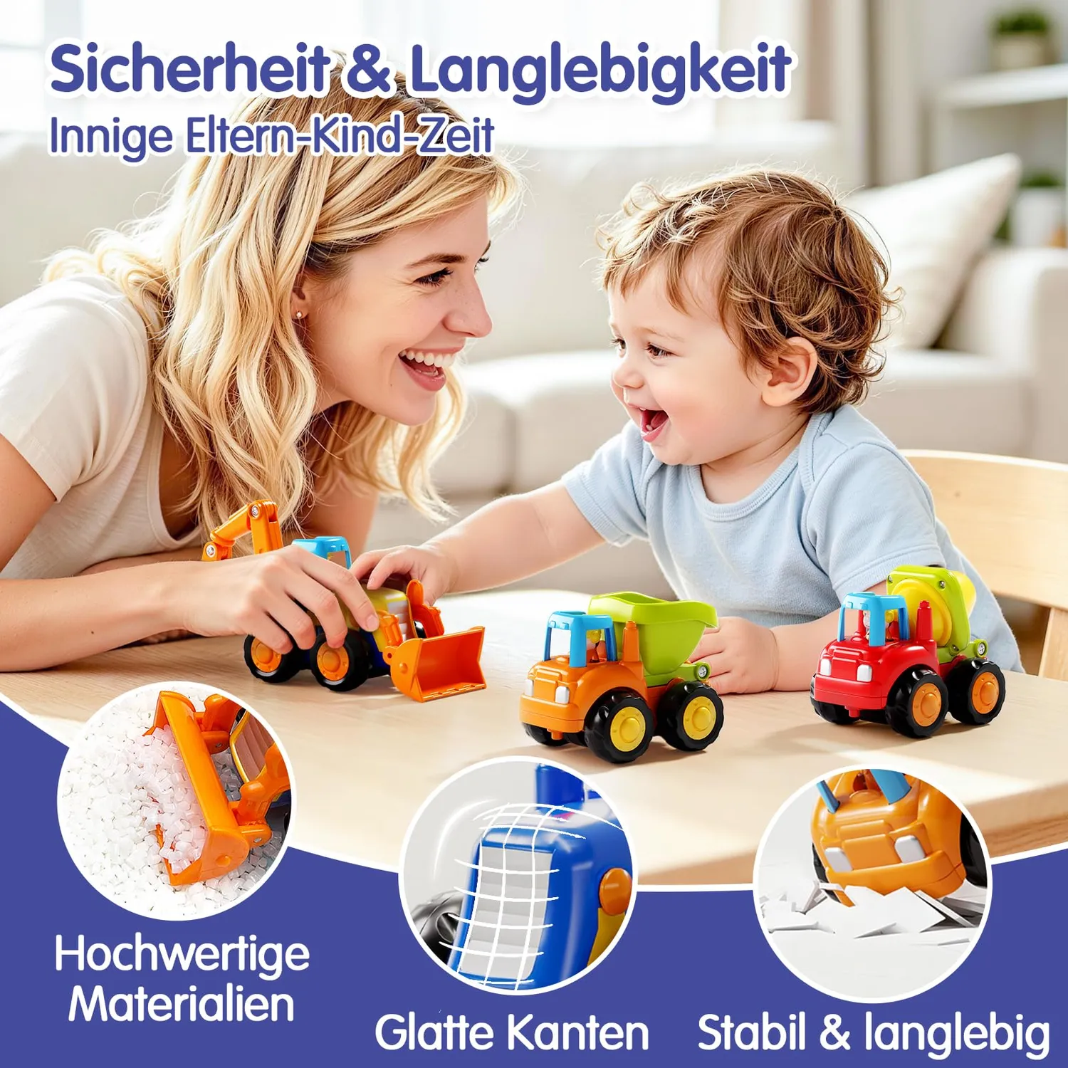 HOLA Baustellenfahrzeuge Spielzeugauto 4er-Set Reibungsantrieb