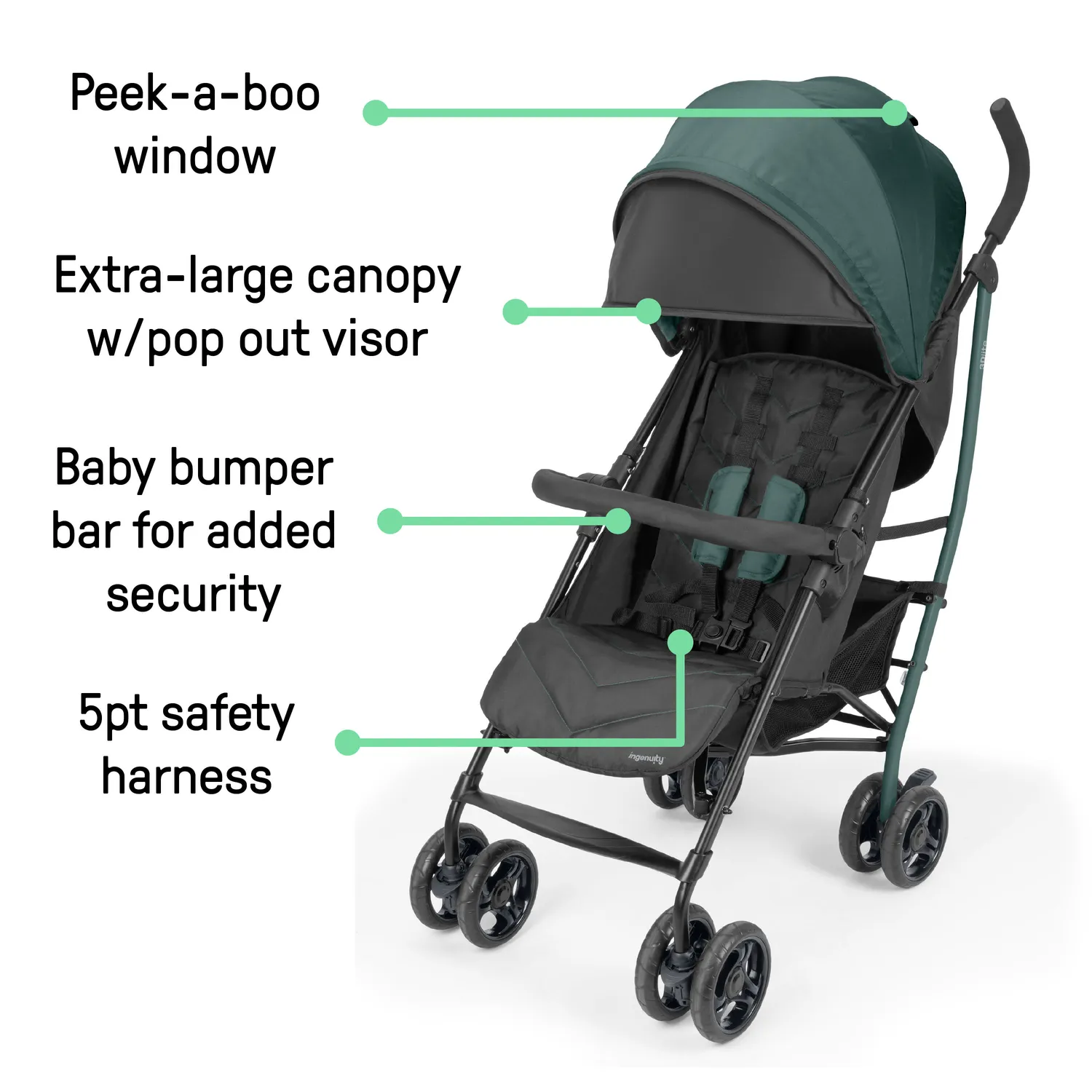 Ingenuity 3Dlite Jewel Buggy grün Autositz-kompatibel