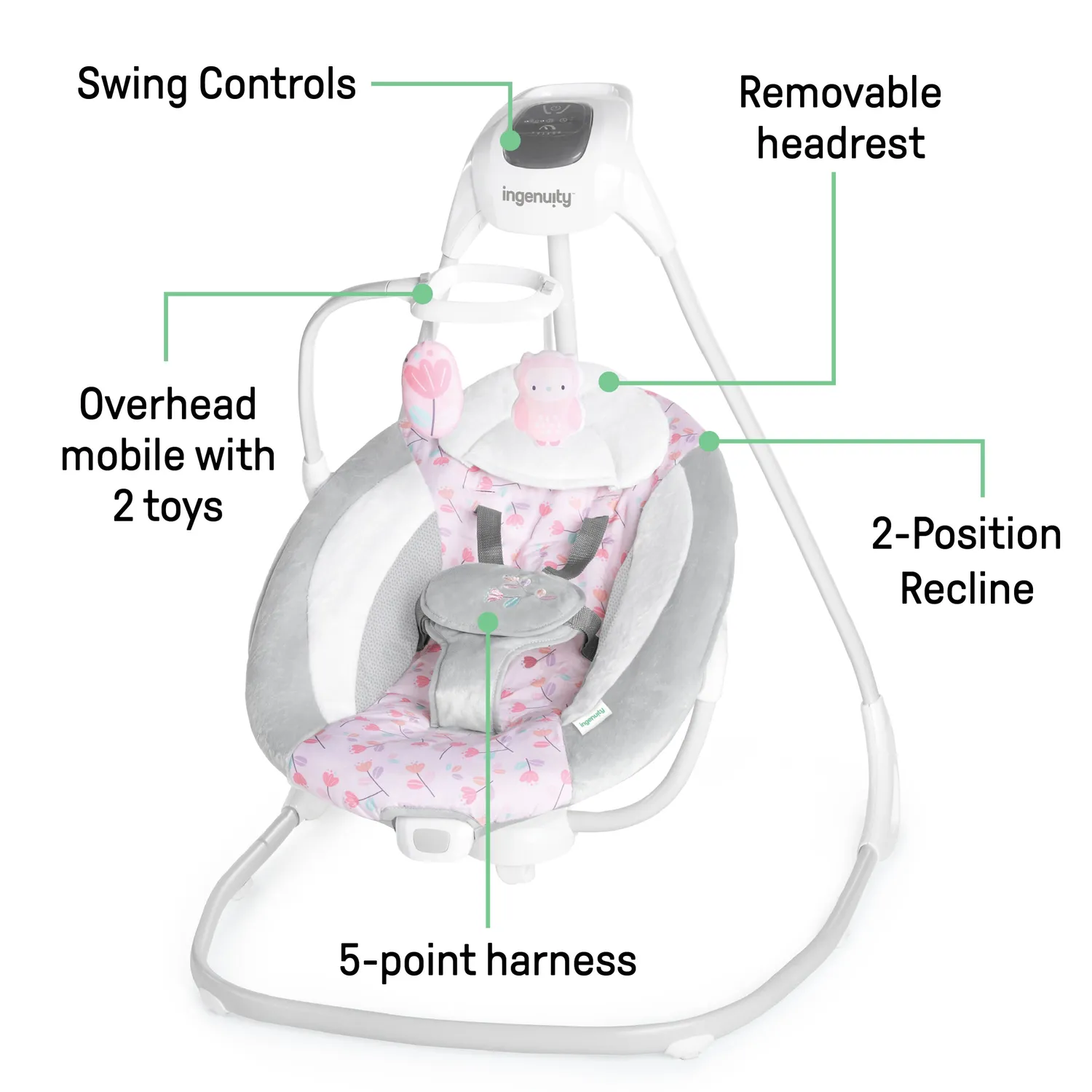 Ingenuity SimpleComfort Multi-Direction Babyschaukel Cassidy Vibration