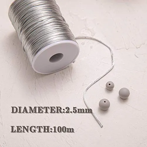 let's make Satinschnur Bastelschnur Grau 100 m 2,5 mm