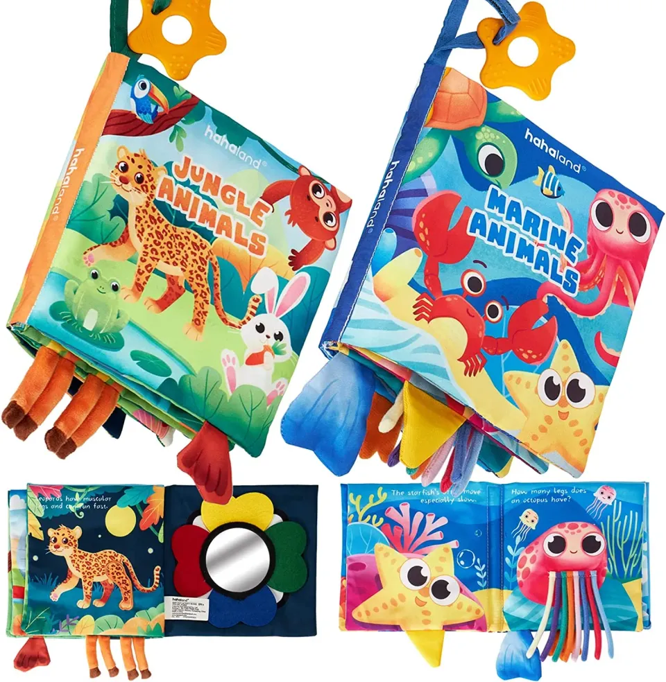 hahaland Knisterbuch Baby 2er-Set Dschungel & Meer mit Beissring