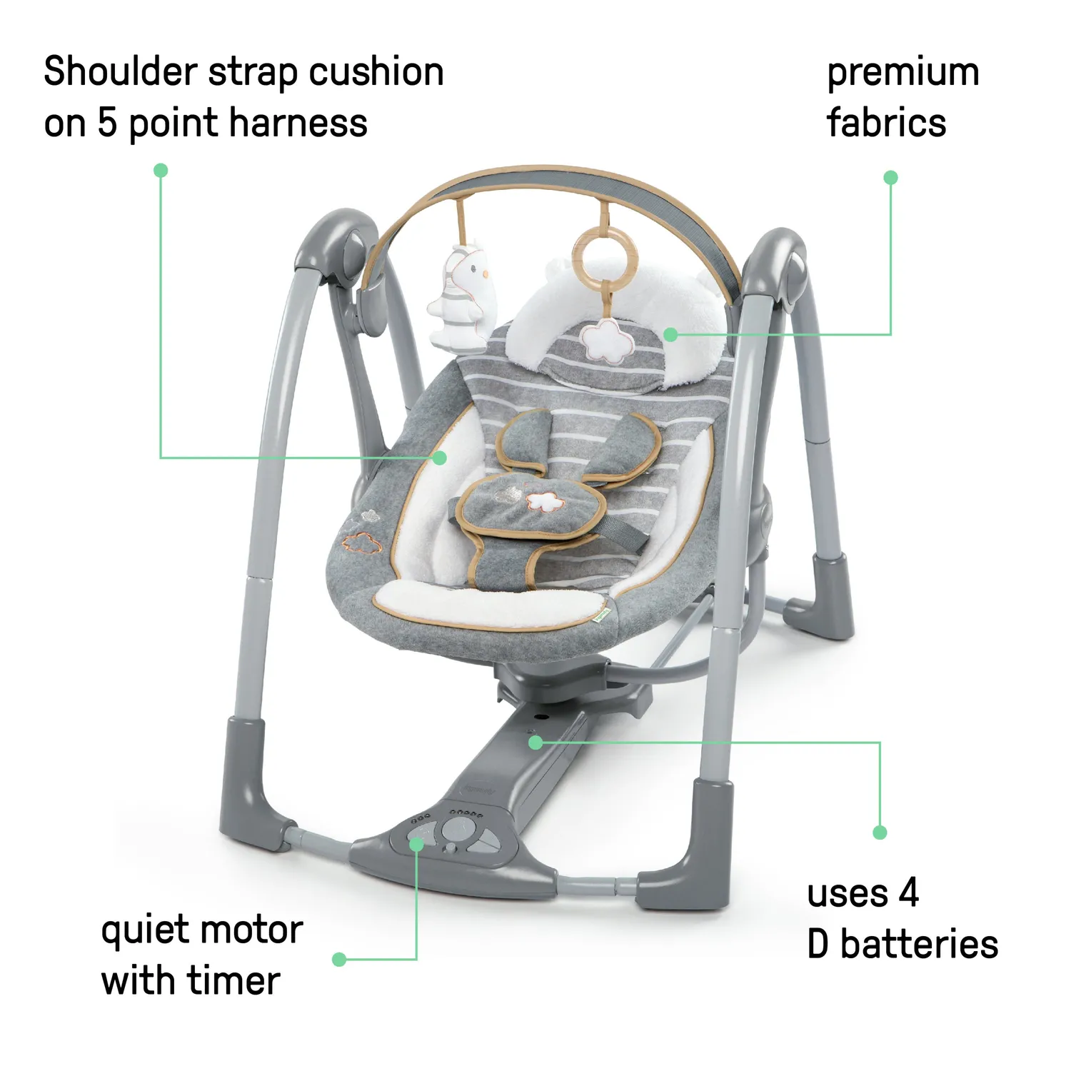 Ingenuity Swing n Go Babyschaukel Bella Teddy tragbar