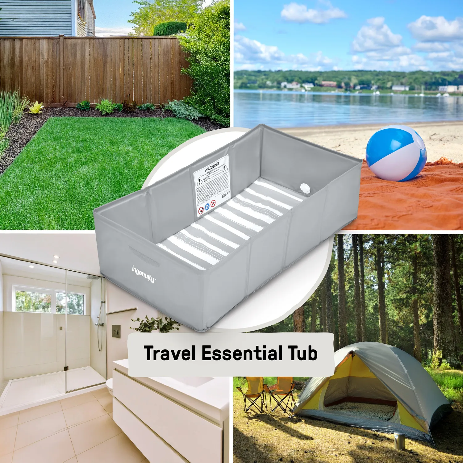 Ingenuity Tuckaway Toddler Tub Badewanne faltbar grau 12M-5J