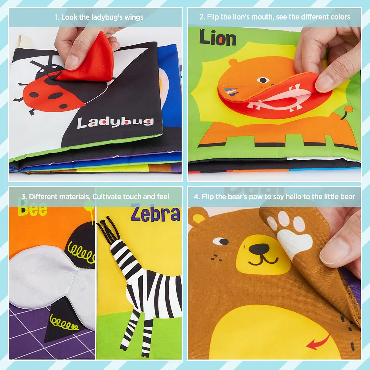Beiens Stoffbuch Knisterbuch Baby schwarz-weiß