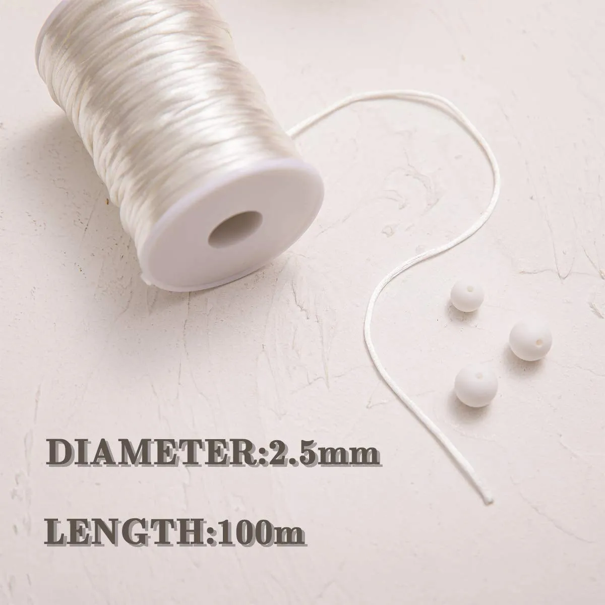 let's make Satinschnur Bastelschnur Weiß 100 m 2,5 mm