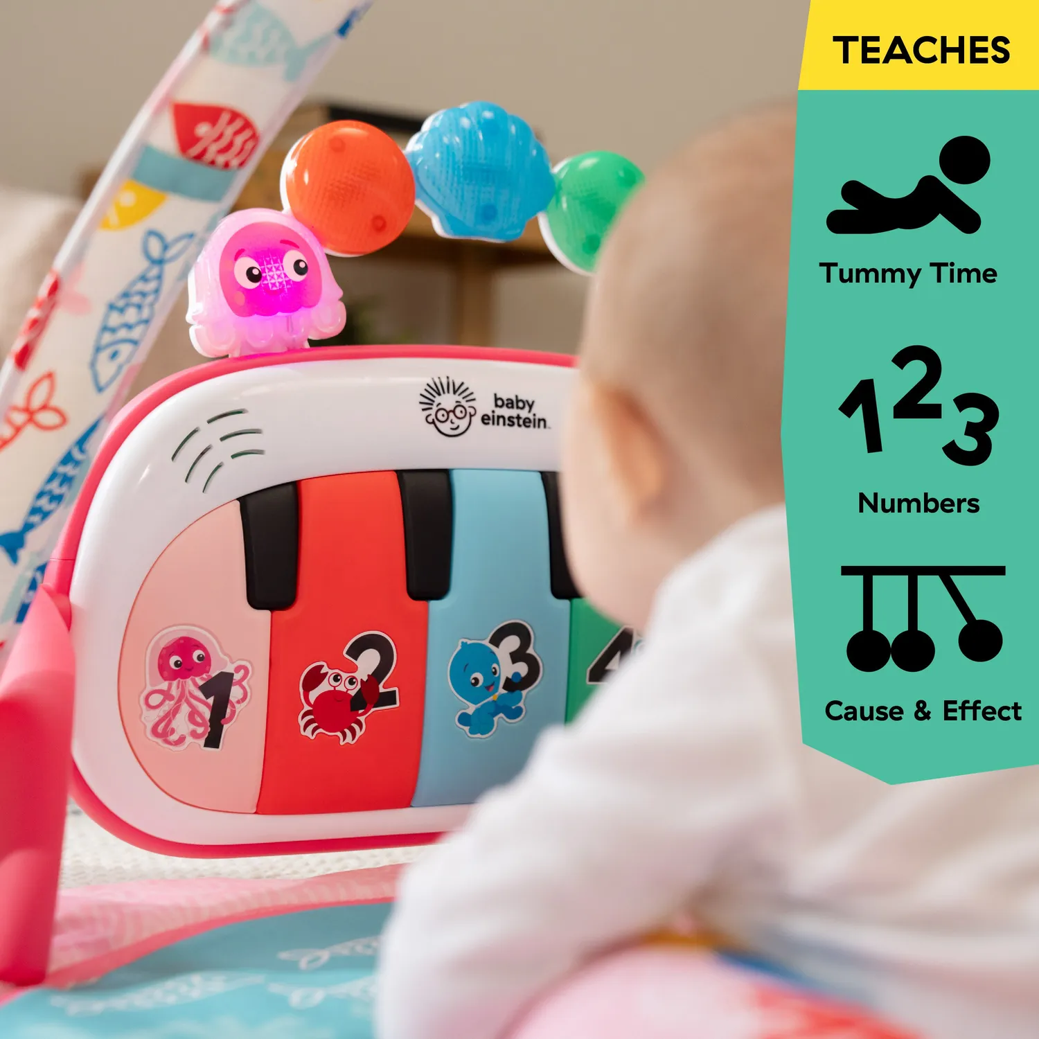 Baby Einstein Jellyfish Jamboree Spieldecke Piano 4-in-1 Musik rosa