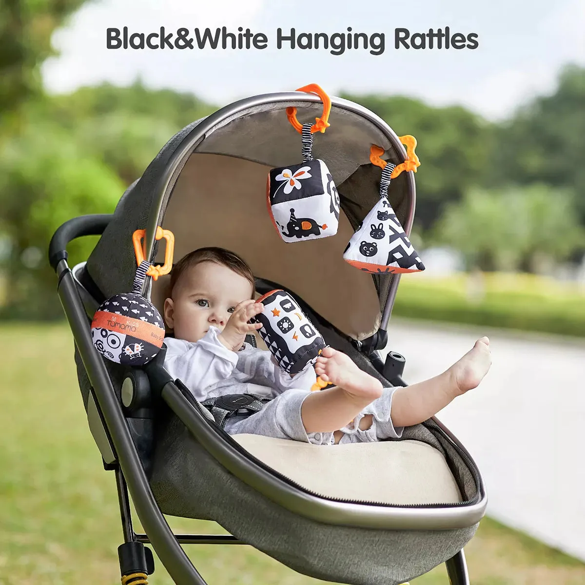 TUMAMA Schwarz-Weiß Kontrast Rassel Baby 4er Set