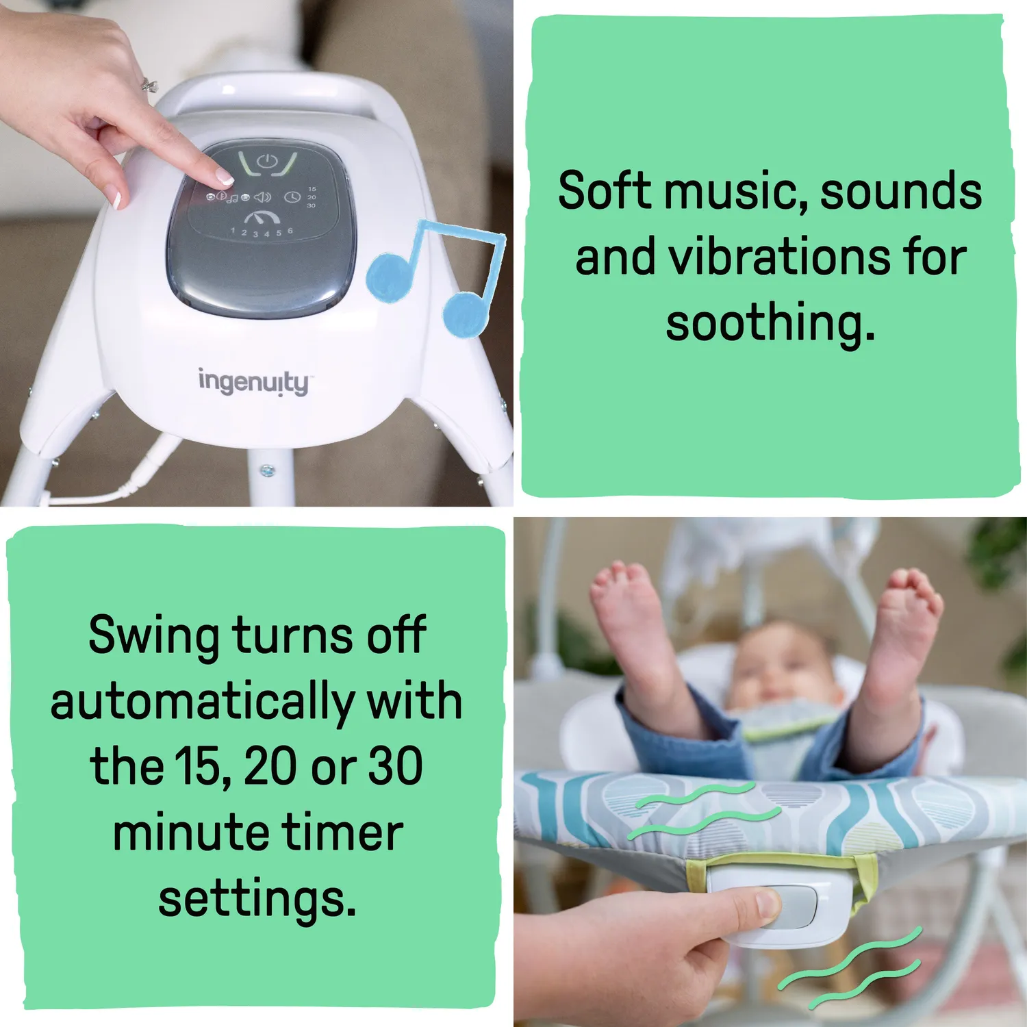 Ingenuity SimpleComfort Babyschaukel Everston drehbar weißes Rauschen