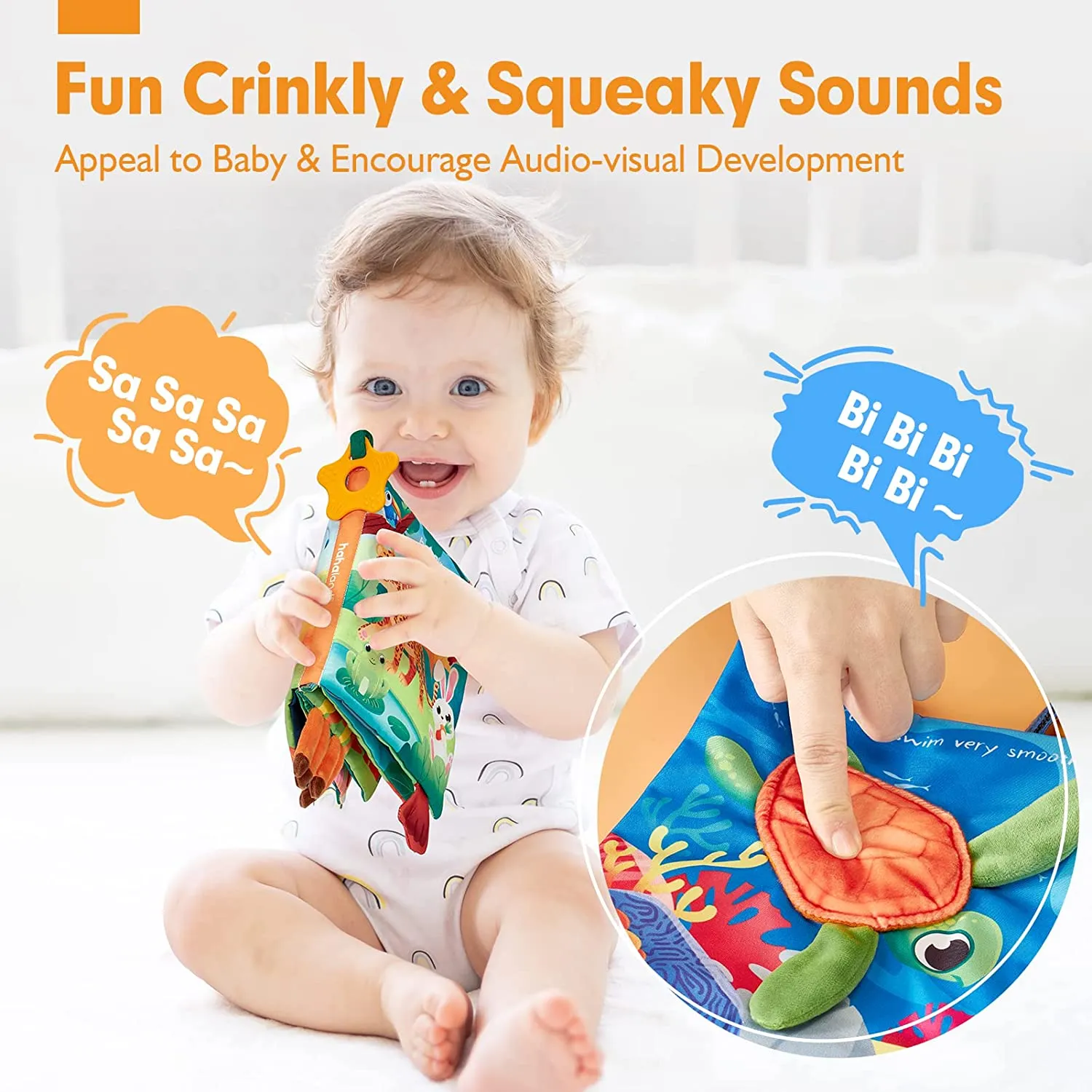 hahaland Knisterbuch Baby 2er-Set Dschungel & Meer mit Beissring