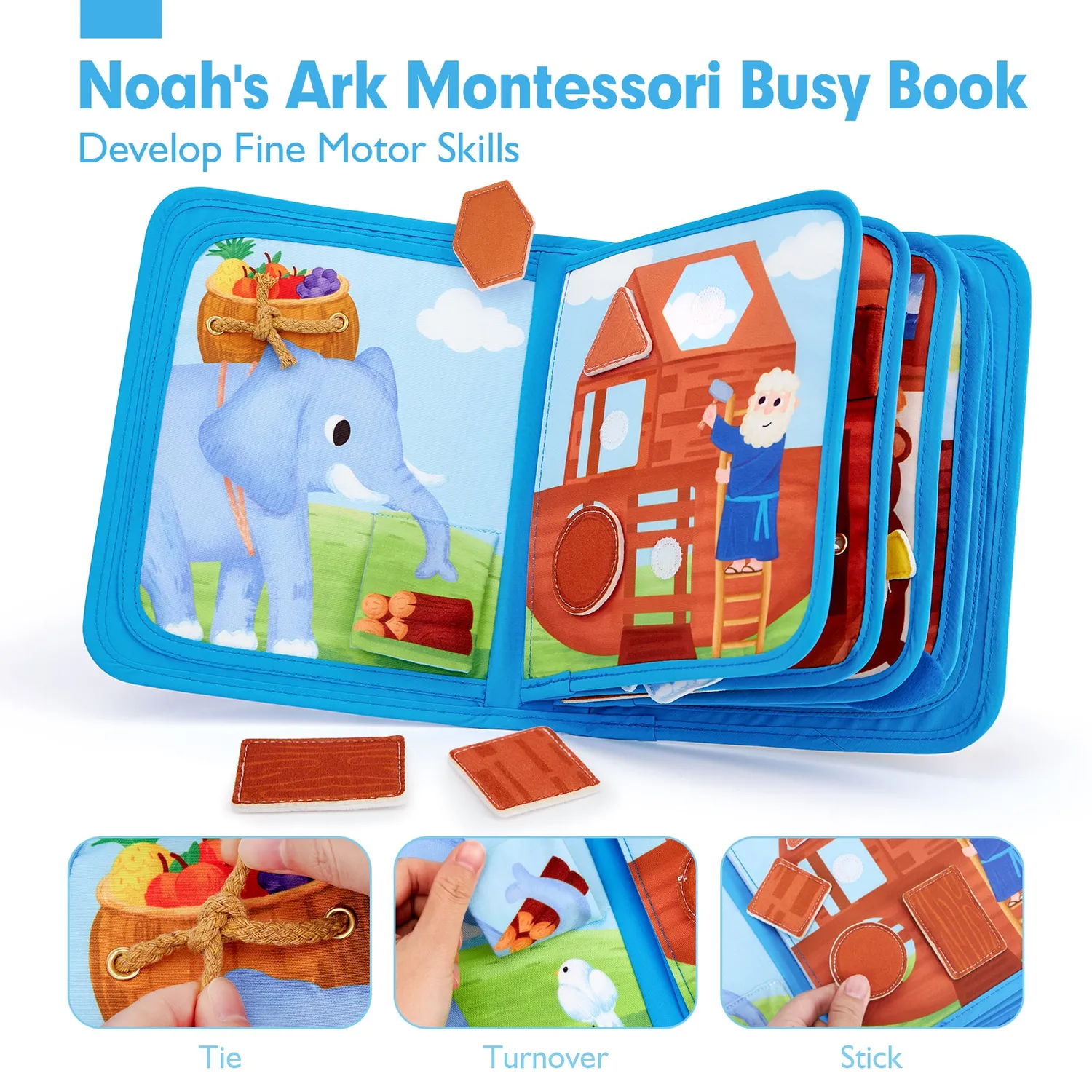 hahaland Arche Noah Busy Book Stoff 1-3 Jahre