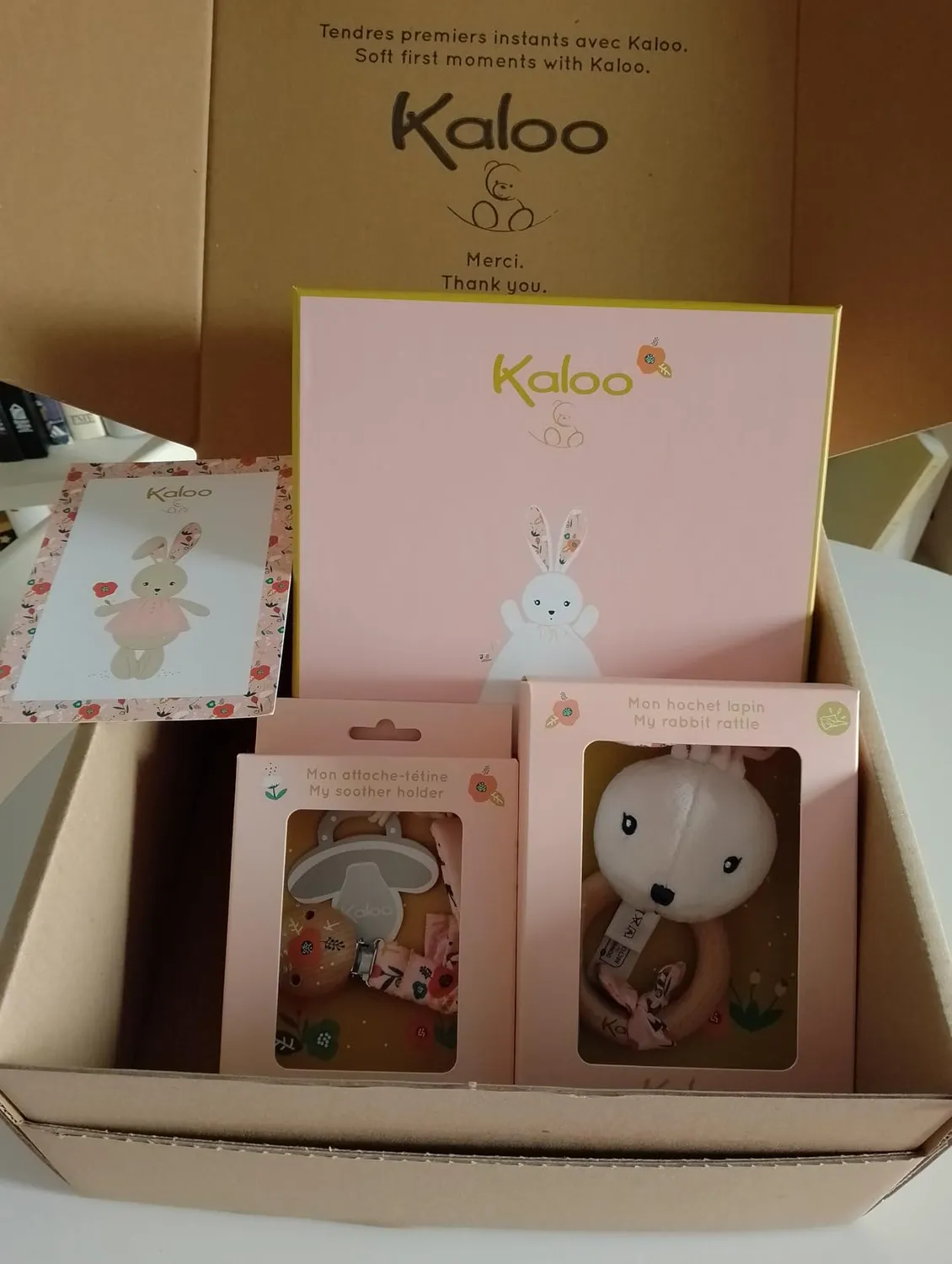 Kaloo K'Doux Geschenkset Hase 3-teilig Taubendruck