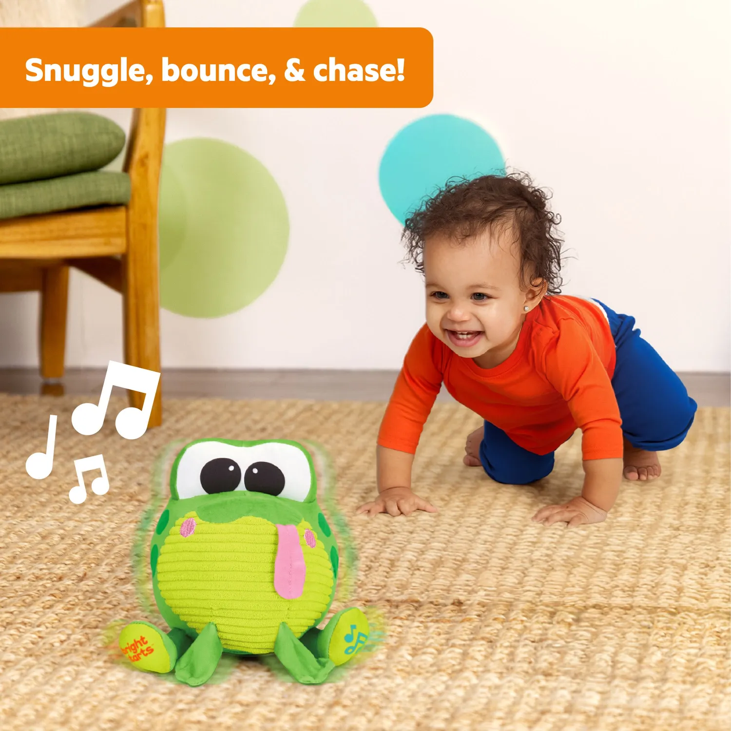 Bright Starts Bop Around Frog Plüschspielzeug mit Musik