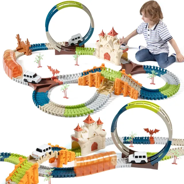 TUMAMA Magic Castle Rennbahn Spielset 160-teilig Elektro