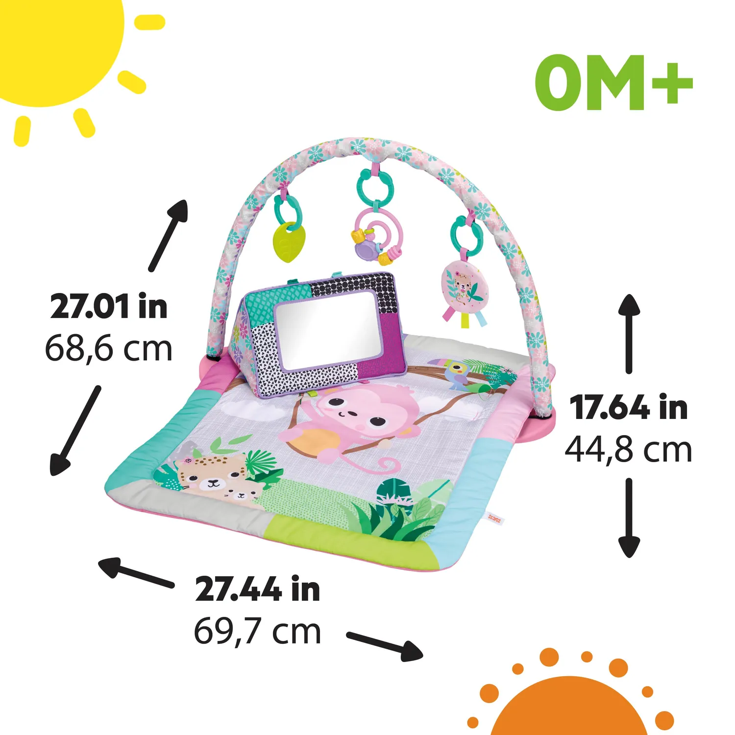 Bright Starts Treetop Bloom Spieldecke mit Spielbogen Rosa