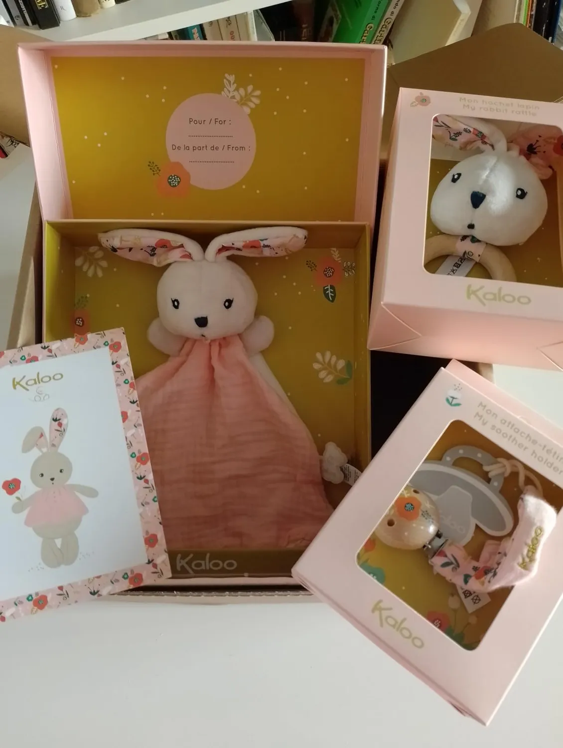 Kaloo K'Doux Geschenkset Hase 3-teilig Taubendruck