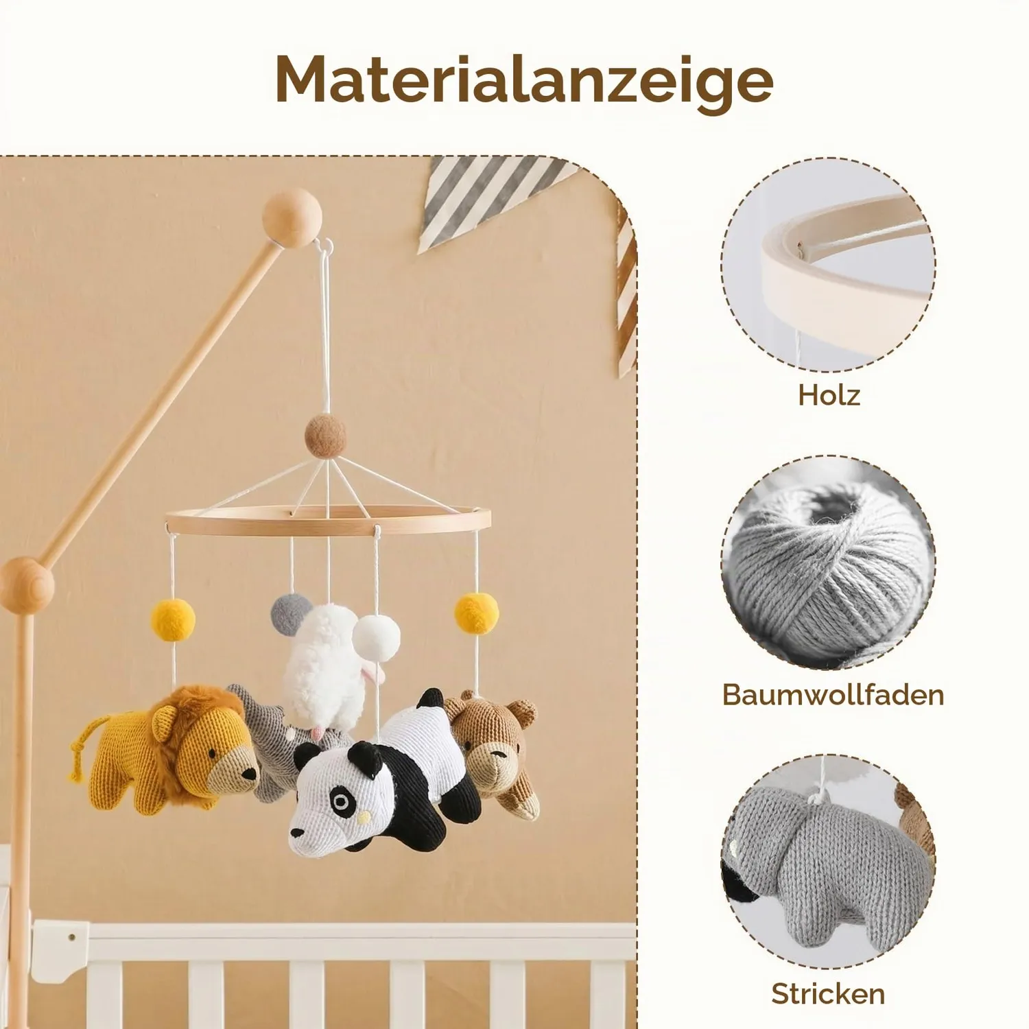 let's make Woodland Baby-Mobile Bambusreifen Waldtiere