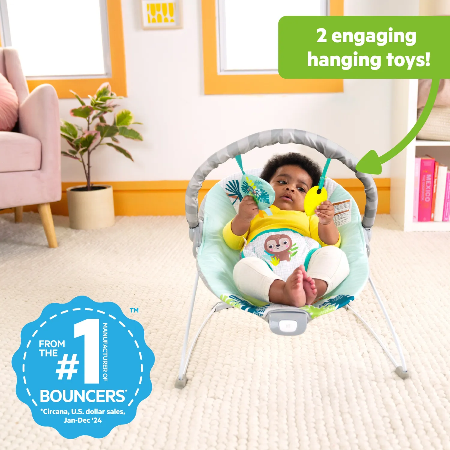 Bright Starts Wild Wonders Babywippe Vibration 0-6 M