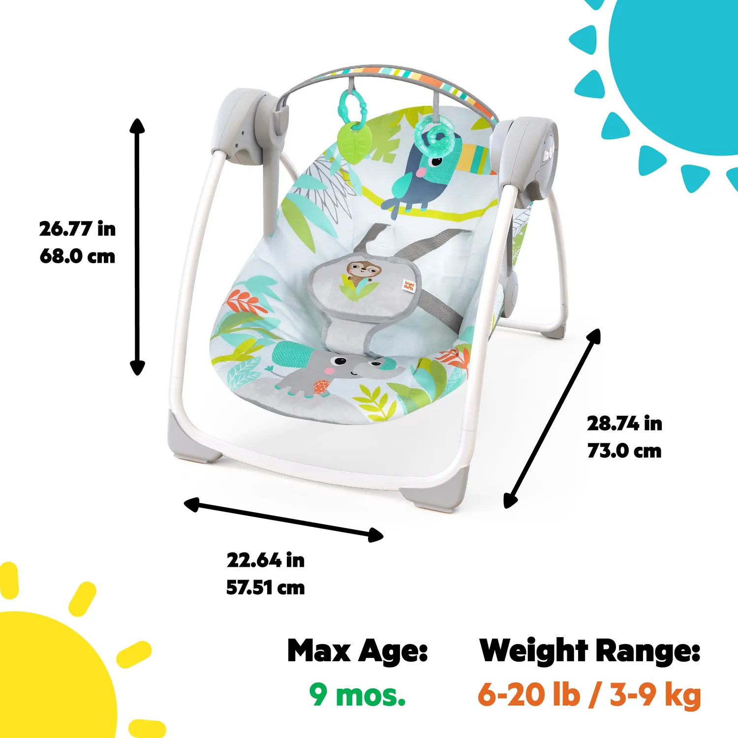Bright Starts Rainforest Vibes Babyschaukel 6-Stufen faltbar