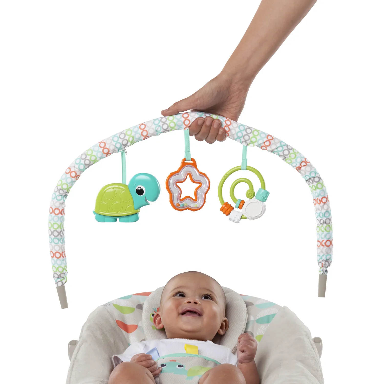 Bright Starts Happy Safari Babywippe mit Vibration 0-6 Monate
