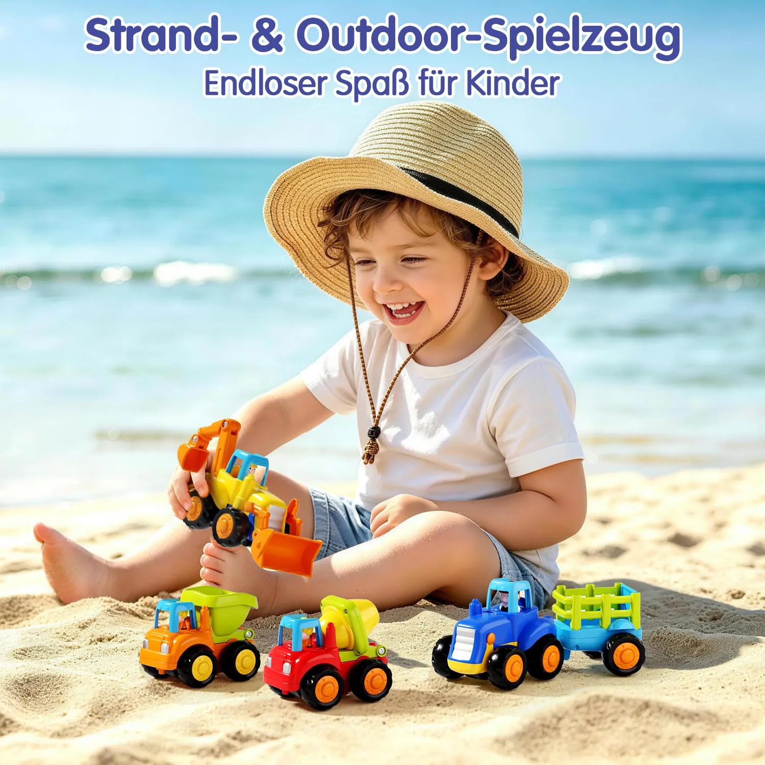 HOLA Baustellenfahrzeuge Spielzeugauto 4er-Set Reibungsantrieb