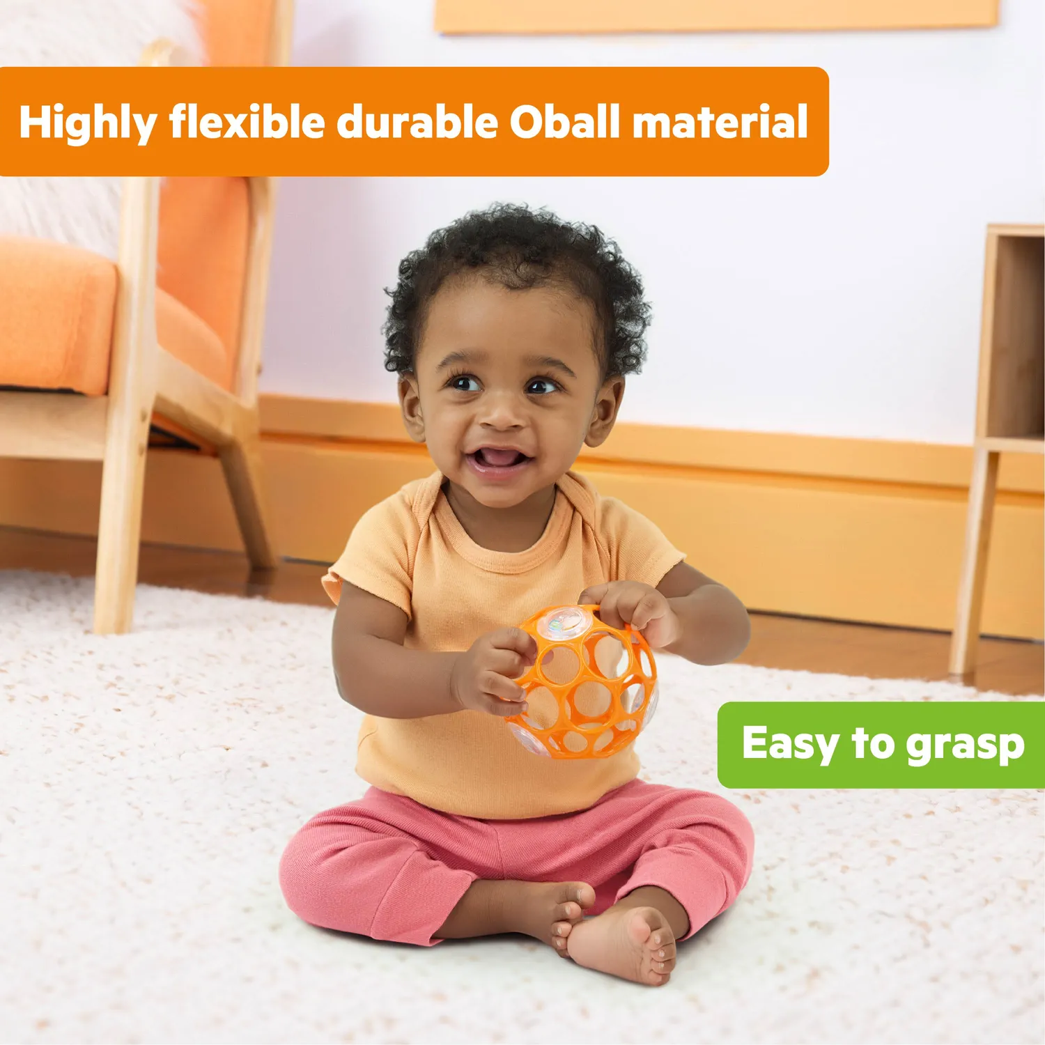 Bright Starts Oball Rattle Greif-Rassel Orange