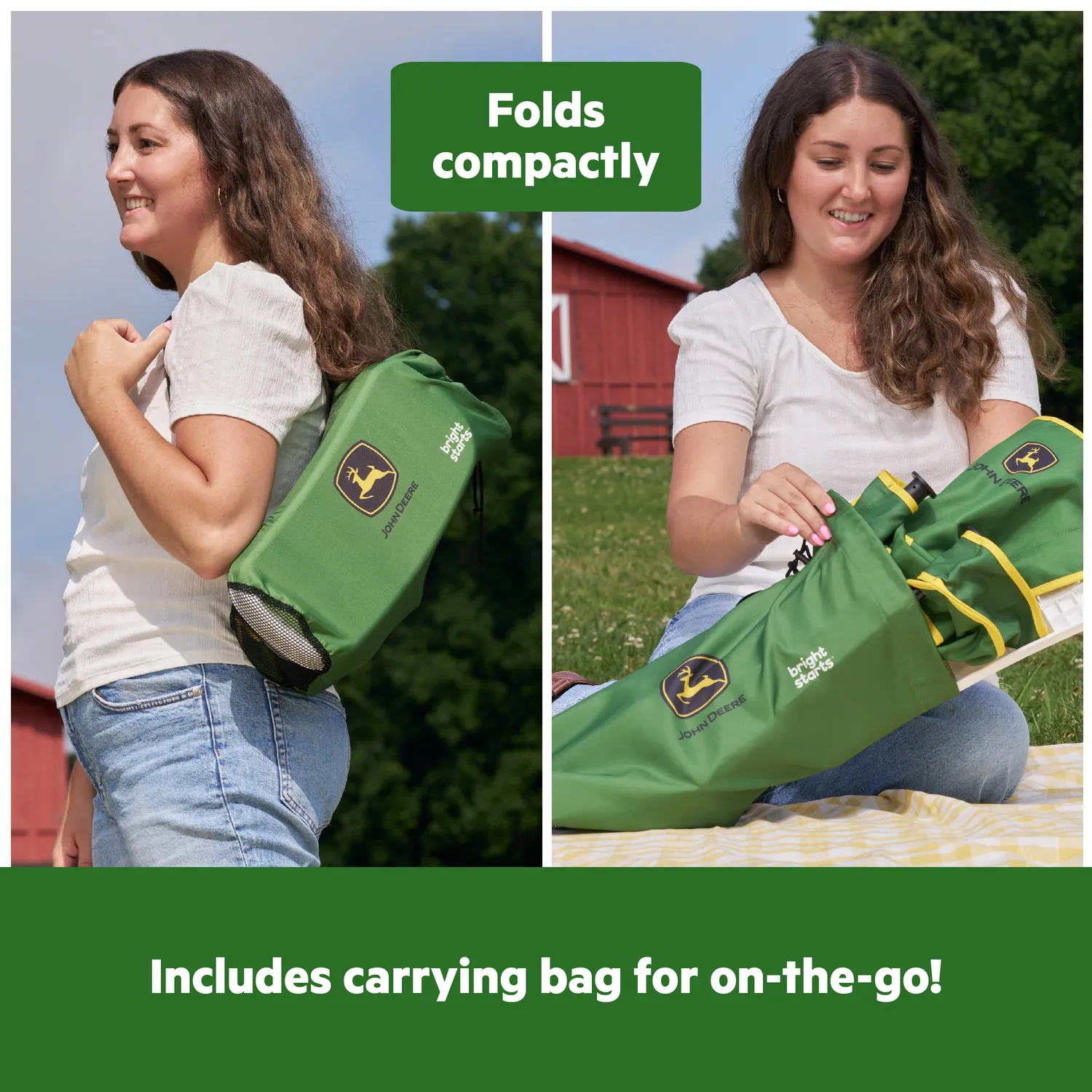 John Deere Pop 'N Sit Boostersitz tragbar 3-in-1 grün