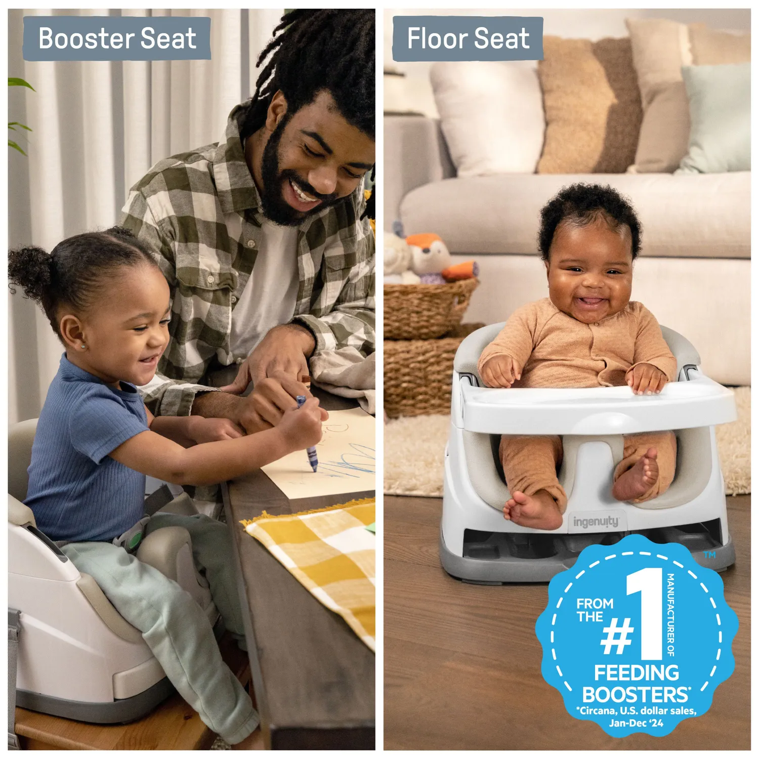 Ingenuity Baby Base Boostersitz 2-in-1 Cashmere mit Tablett