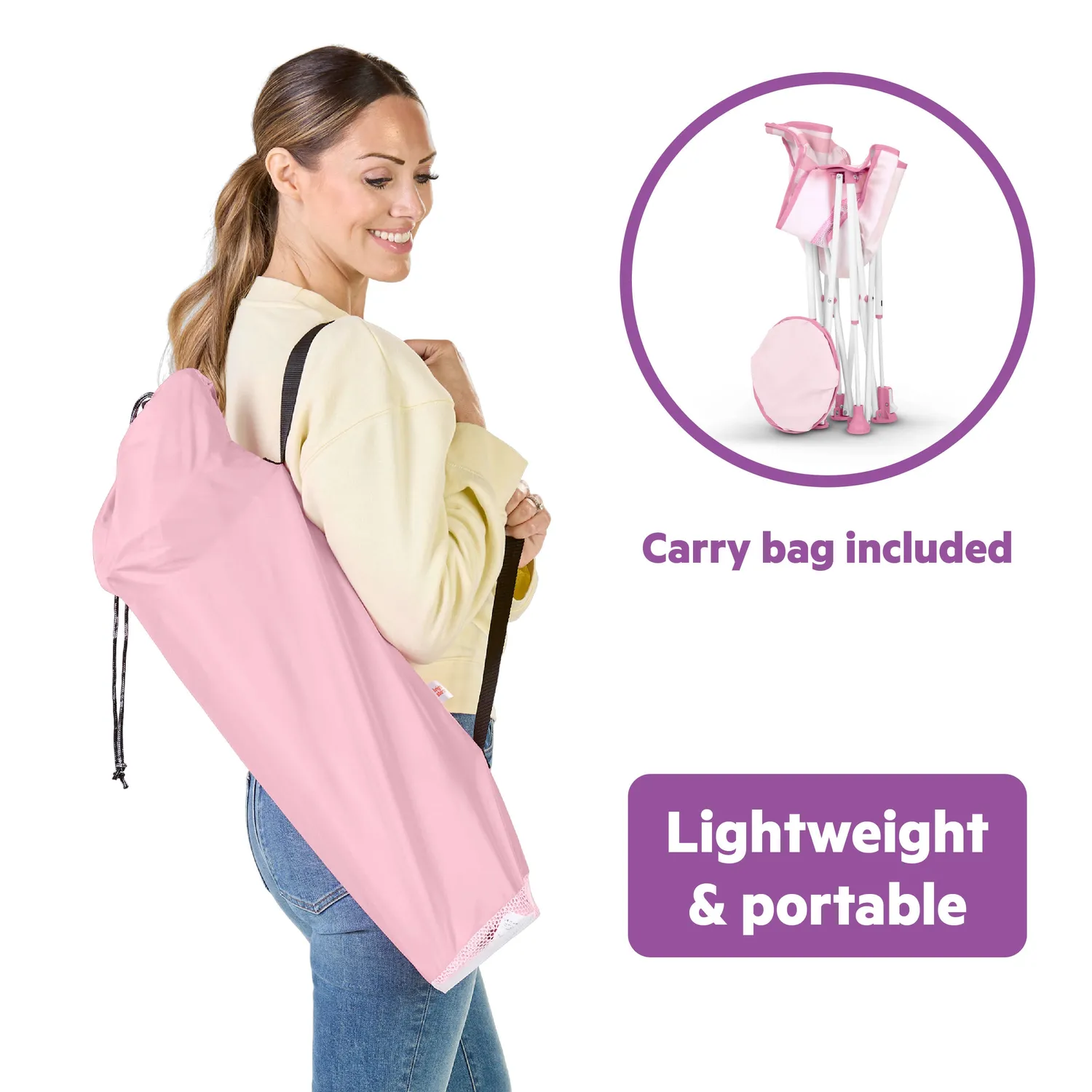 Bright Starts Pop N Chill Reisesitz Pink Stripe waschbar