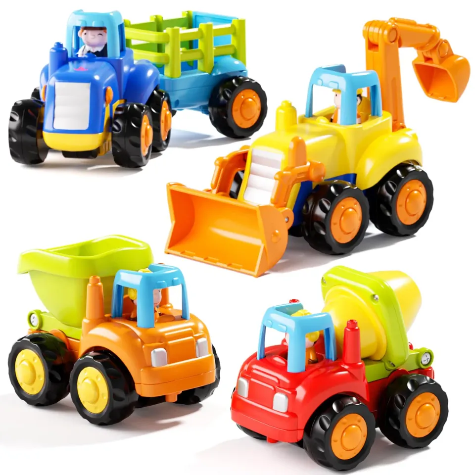 HOLA Baustellenfahrzeuge Spielzeugauto 4er-Set Reibungsantrieb