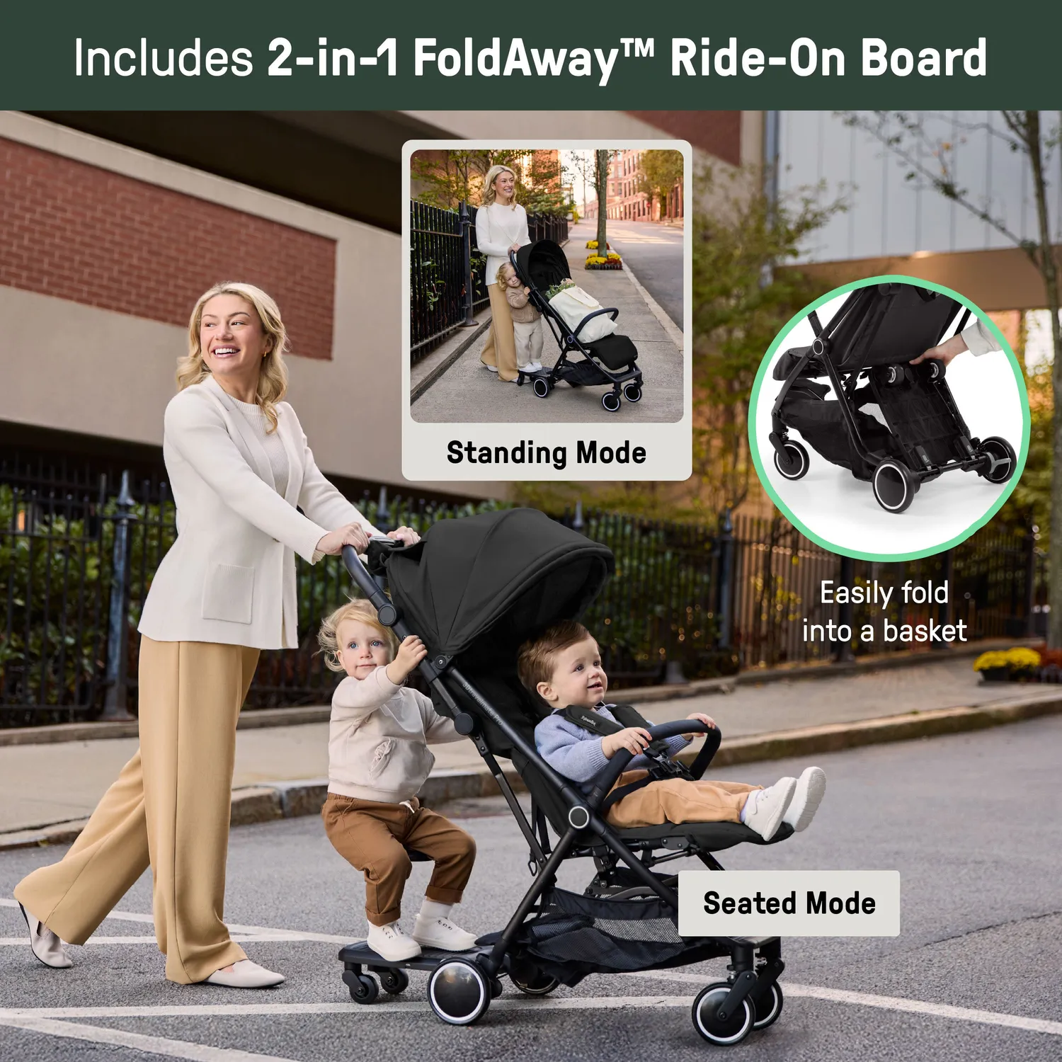 Ingenuity 3D Travelmate Pro Reisebuggy schwarz mit Trittbrett