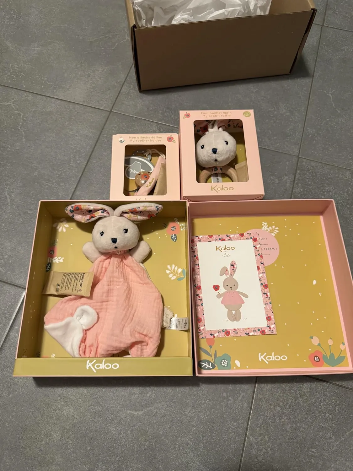 Kaloo K'Doux Geschenkset Hase 3-teilig Taubendruck