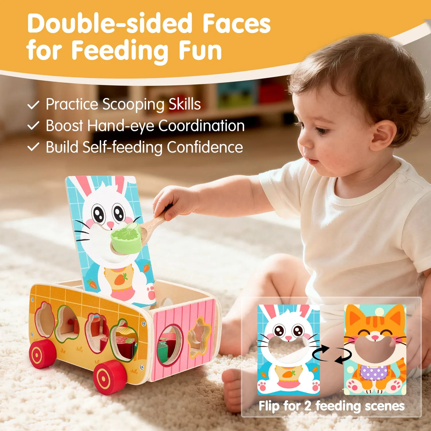 hahaland Wooden Farm Steckspiel Holz Sortierspiel