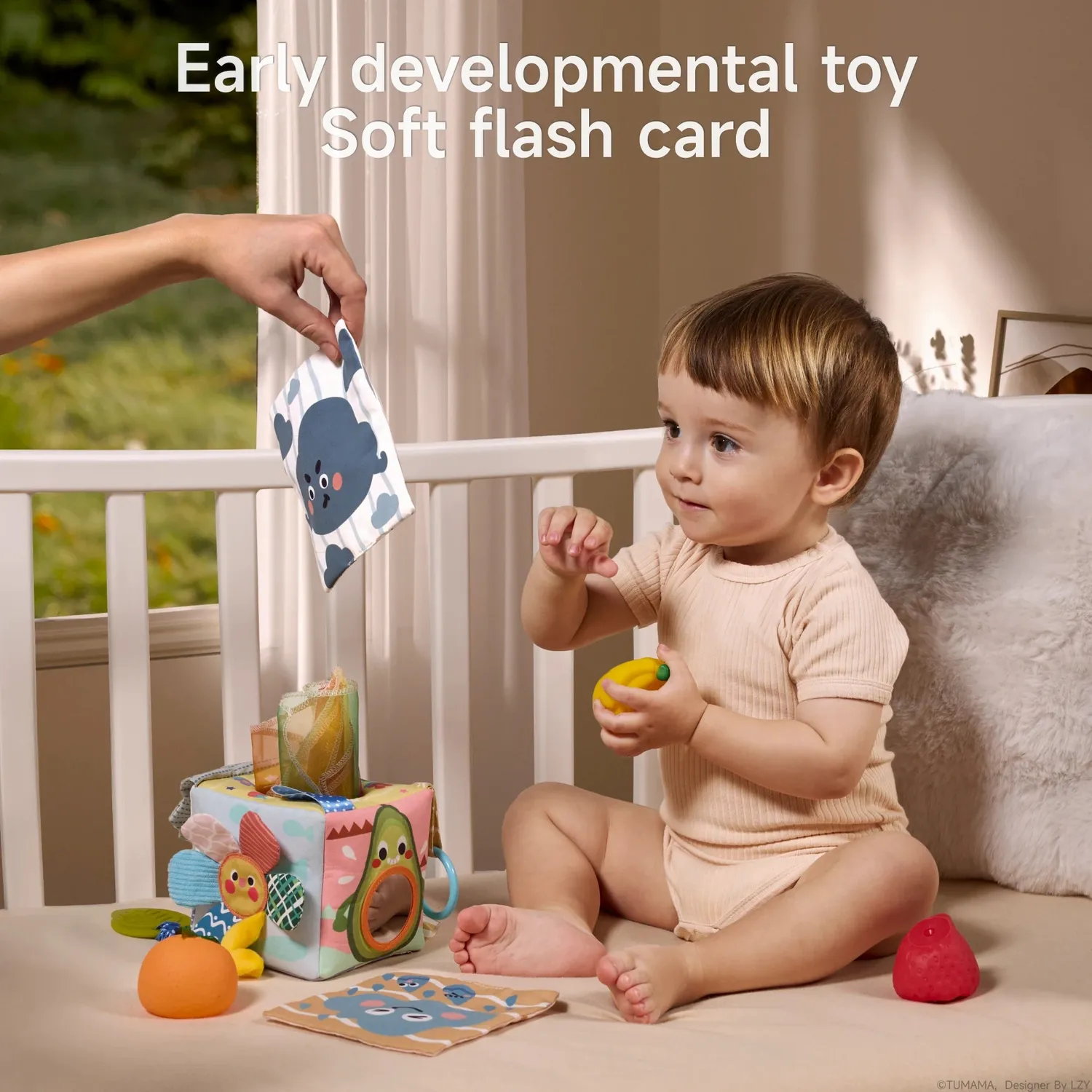 TUMAMA Montessori Tücherbox Babyspielzeug mit Spiegel waschbar