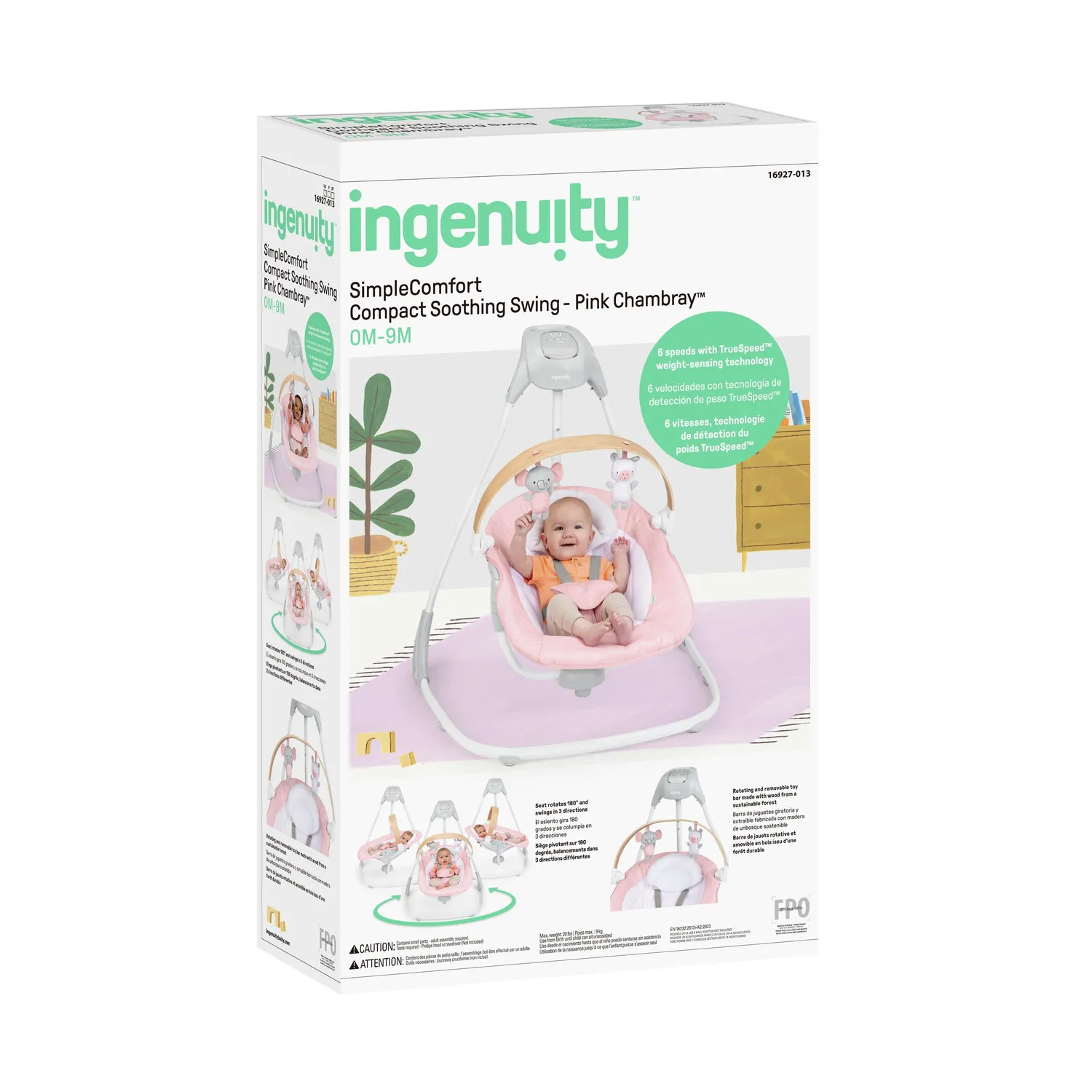 Ingenuity SimpleComfort Compact Babyschaukel Chambray 3-fach