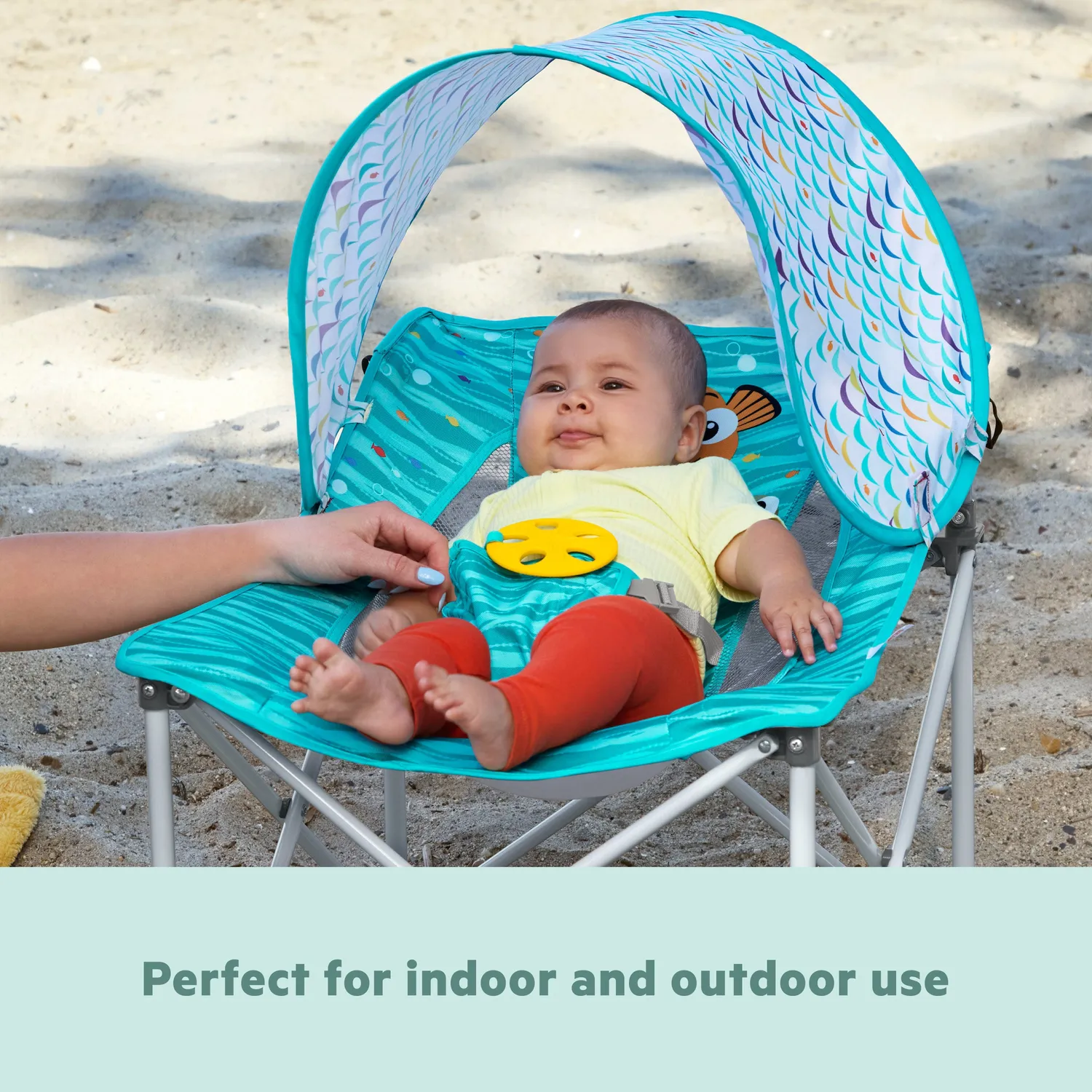 Bright Starts Disney Baby Pop 'N Chill Babyliege Blau mit Sonnendach