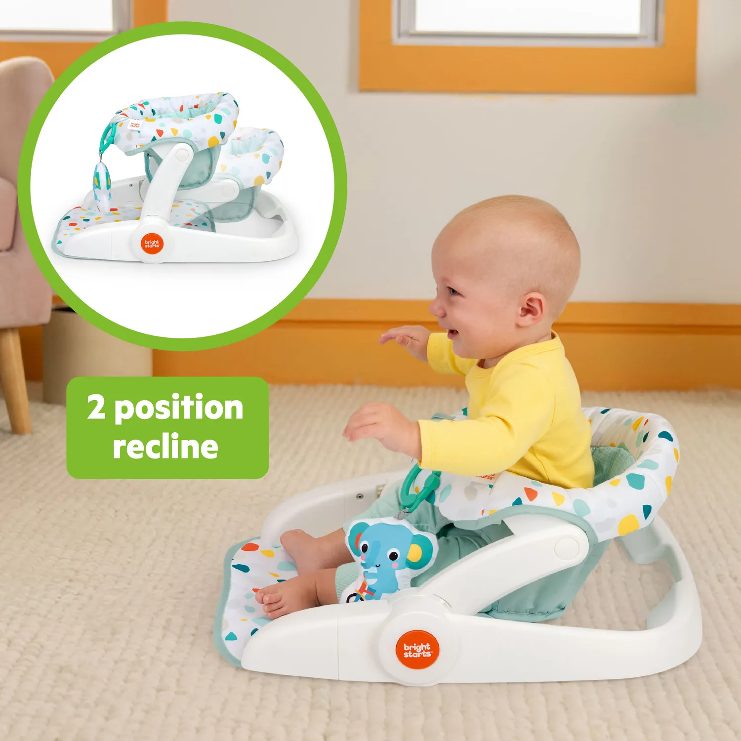 Bright Starts Learn-to-Sit 2-Position Babysitz mit Elefant